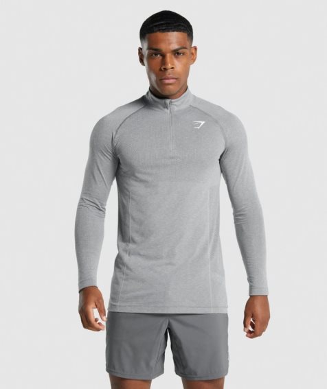 Men's Gymshark Vital Light 1/4 Zip Sweatshirts Light Grey | CA N18705